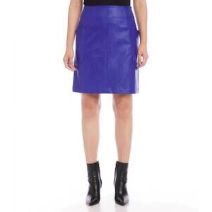 NEW KAREN KANE riley vegan leather pocket skirt in royal blue
